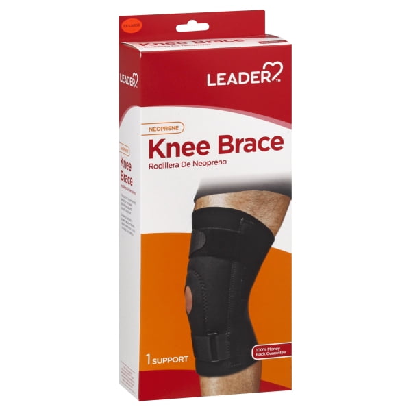 Leader Deluxe Knee Brace Support, Black, XLarge, 1ct