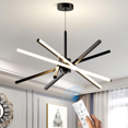 thumbnail image 1 of Linear Sputnik Chandelier, 24" Black LED Pendant Light with Adjustable Rods for Kitchen Island, Dining Room, 1 of 7