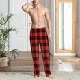 thumbnail image 4 of Mens Pajama Pants Bottoms with Pockets - black red buffalo plaid Checkered Comfy Mens Pj Pants, Soft Men Lounge Pants, 4 of 5