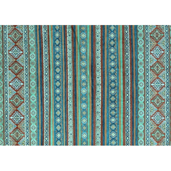 Ahgly Company Indoor Rectangle Oriental Light Blue Modern Area Rugs, 7' x 9'