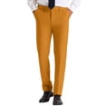 thumbnail image 1 of INSPIRE CHIC Solid Dress Pants for Men's Business Button Closure Flat Front Formal Trousers Dark Yellow 30, 1 of 5