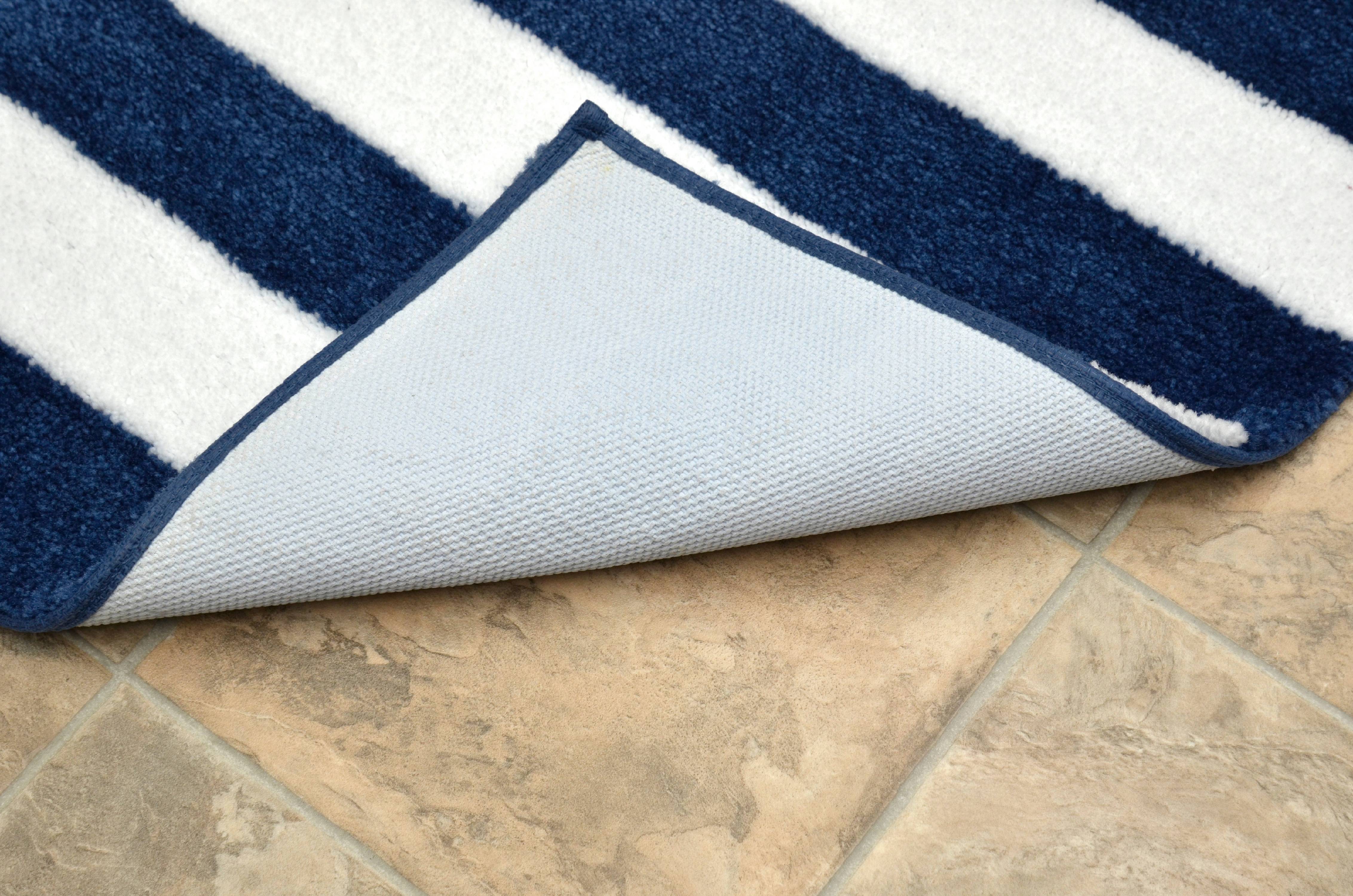 爆買いセール 新品Garland Rug Beach Stripe Bath Rug Set, 2-Piece, Indigo Blue White