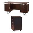 thumbnail image 1 of Coaster Papineau Ensemble de Bureau et Armoire à Dossiers Mobile 2 Pcs en Brun, 1 of 6