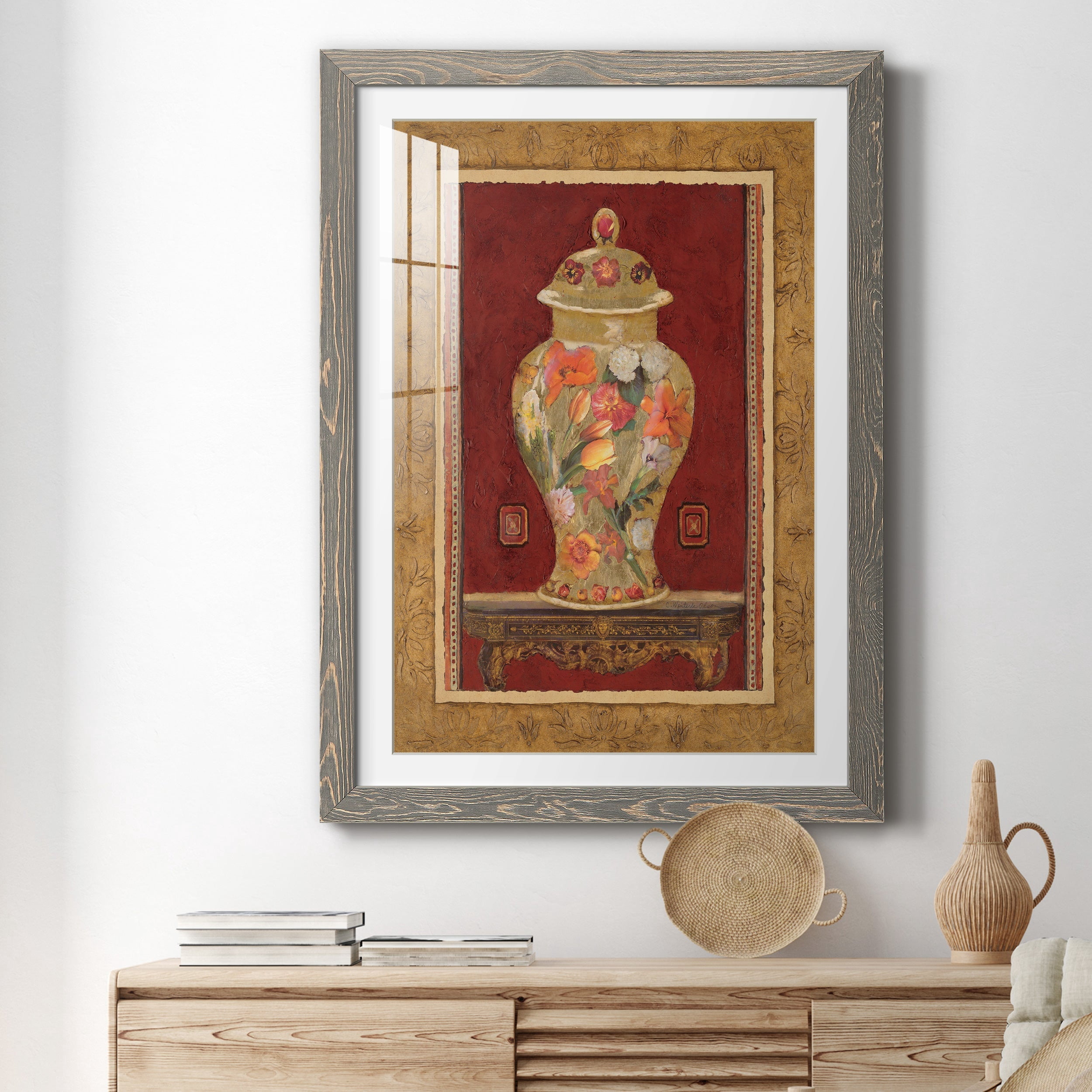 Romantic Urn II - Premium Framed Print - Distressed Barnwood Frame - Ready to Hang
