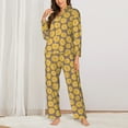 thumbnail image 2 of Honeii Sunflower print Women's Pajama Sets Long Sleeve Button Down Sleepwear Nightwear Soft Pjs Lounge Sets-Large, 2 of 7
