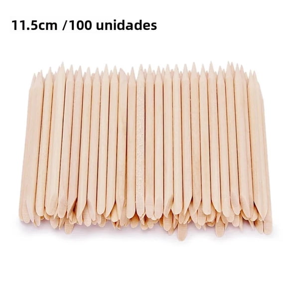 100 Pcs Wooden Nail Sticks, Double-Ended Cuticle Pusher & Cleaner Tool for Manicure and Pedicure, Nail Art Supplies 11.5cm