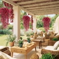 thumbnail image 7 of RECUTMS Artificial Hanging Plants Artificial Fall Flowers Faux Autumn Plants Artificial Ferns for Outdoors Hanging Fake Vines for Fall Decor (Wine Red), 7 of 7