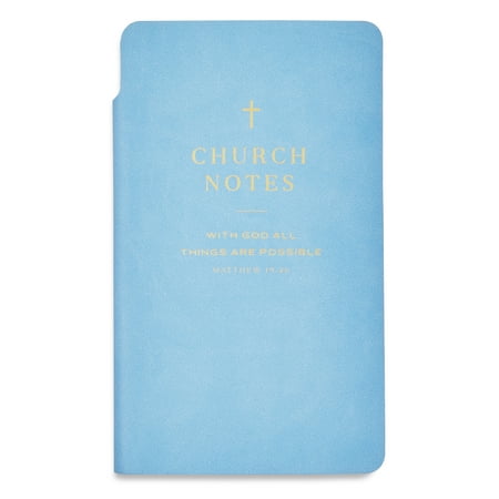 Pen+Gear Simulated Leather Church Notes Journal for Adults, Blue, 4.5" x 7.5", 192 Ruled Pages