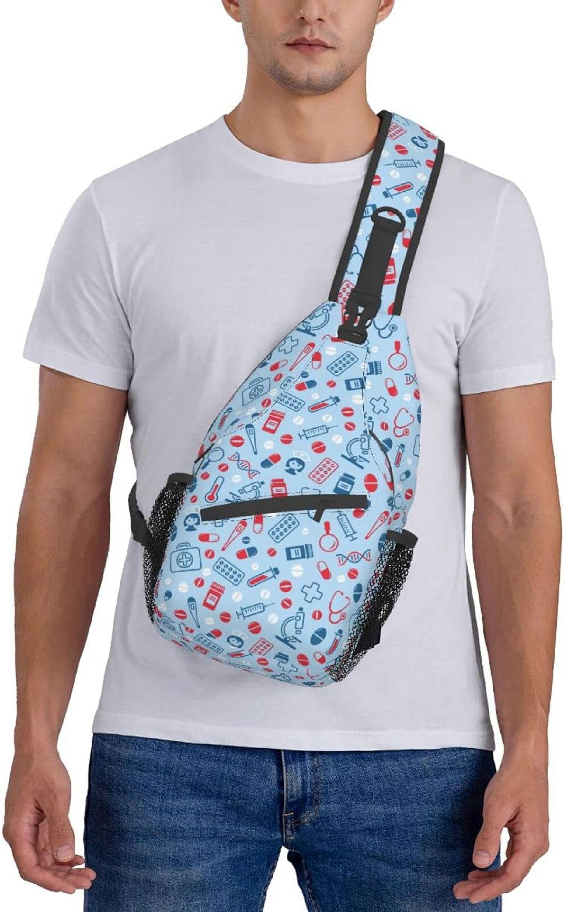 Nurse Medical Print Sling Bag Crossbody Hiking Travel Chest Bags Backpack Shoulder Daypack for Women Men