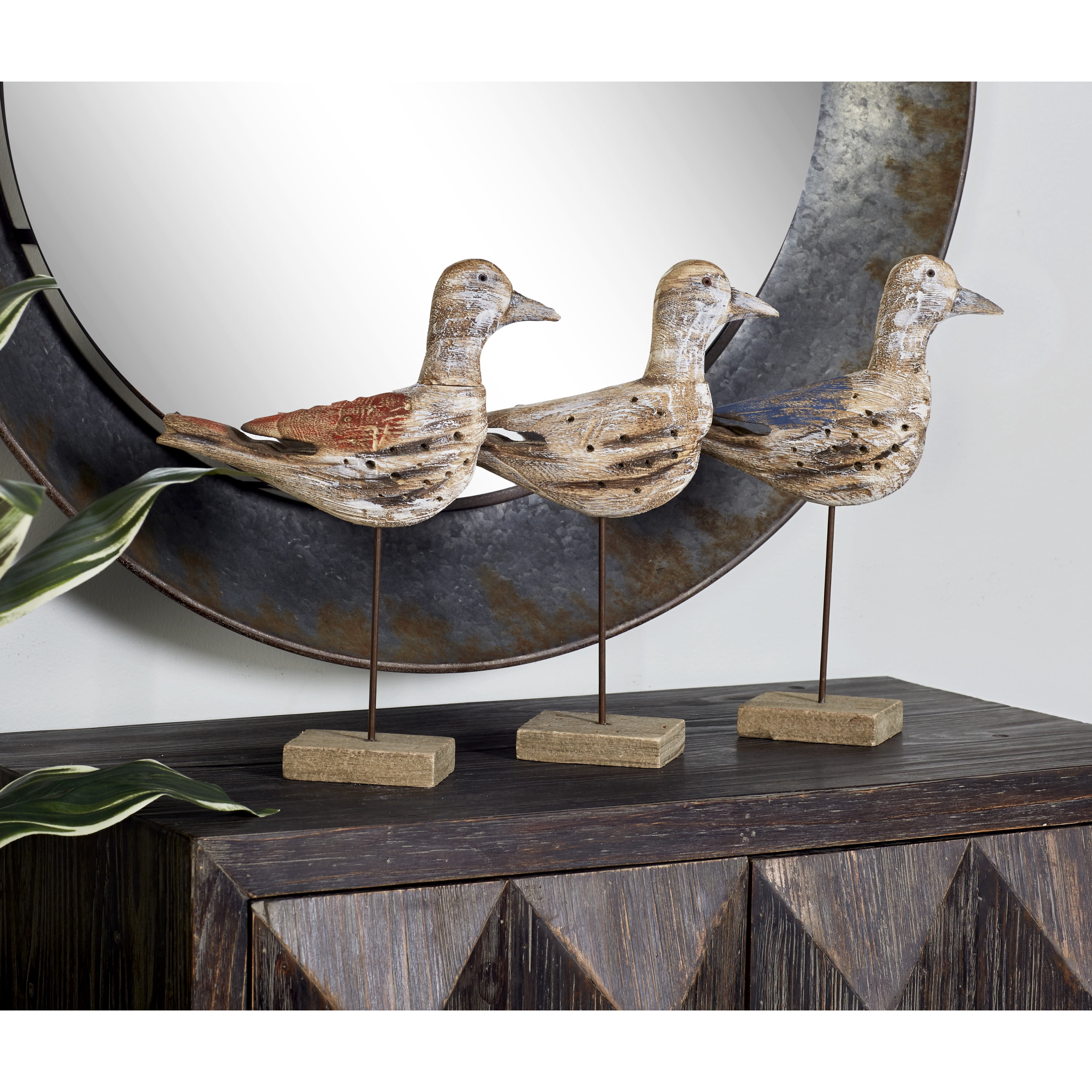 11"W, 14"H Brown Wood Bird Sculpture, by DecMode (3 Count)