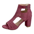 thumbnail image 6 of Gladiator Sandals for Women Open Toe High Block Heeled Summer Booties Breathable Cutout Ankle Strap Back Zipper Ankle Boots Wine Size 7.5, 6 of 6