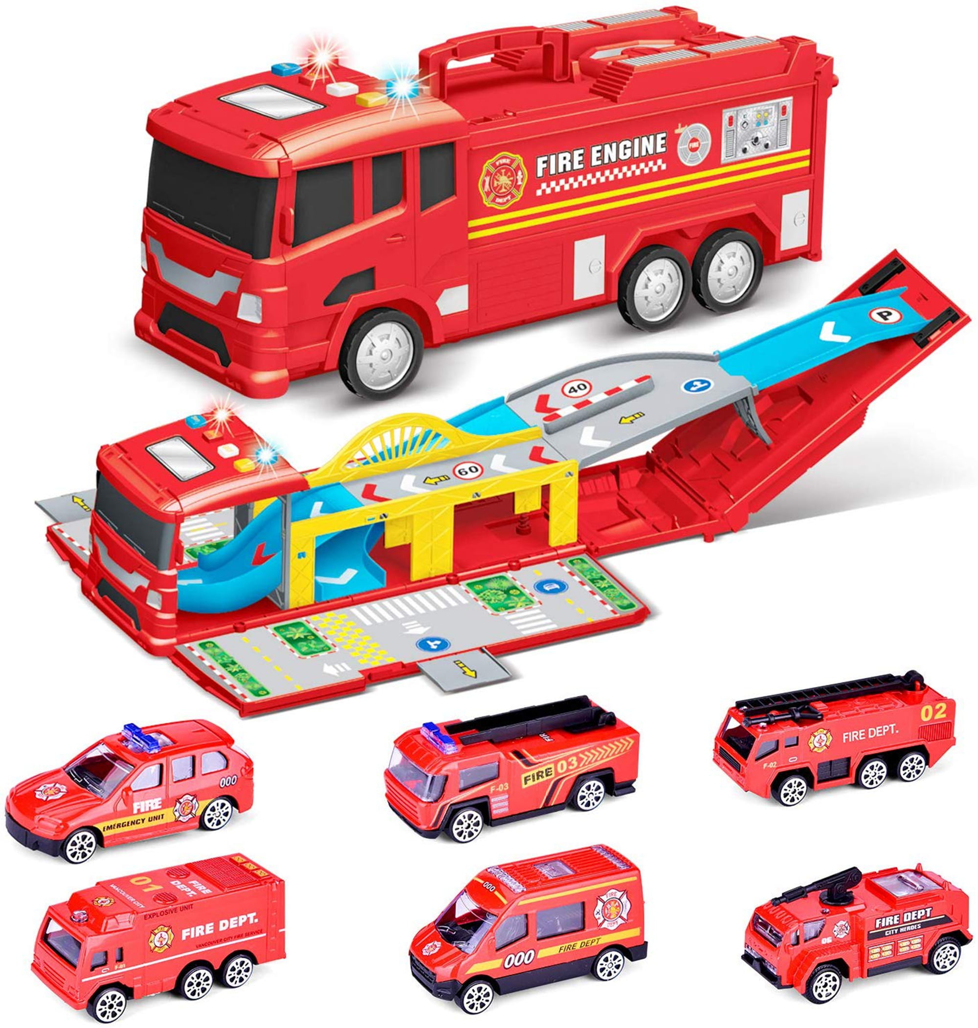 96BC B760 1:64 Scale Alloy Fire Fighting Truck Fire Engine Car Children Toy Gift 