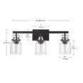 thumbnail image 2 of Rockhampton 3-Light Vanity Light, Matte Black, Matte Brass Accent Sockets, Seeded Glass Shades, 2 of 9