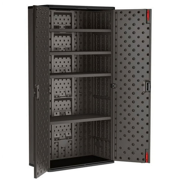 Suncast 80-inch x 40-inch 4-Shelf Storage Cabinet Locker, Black