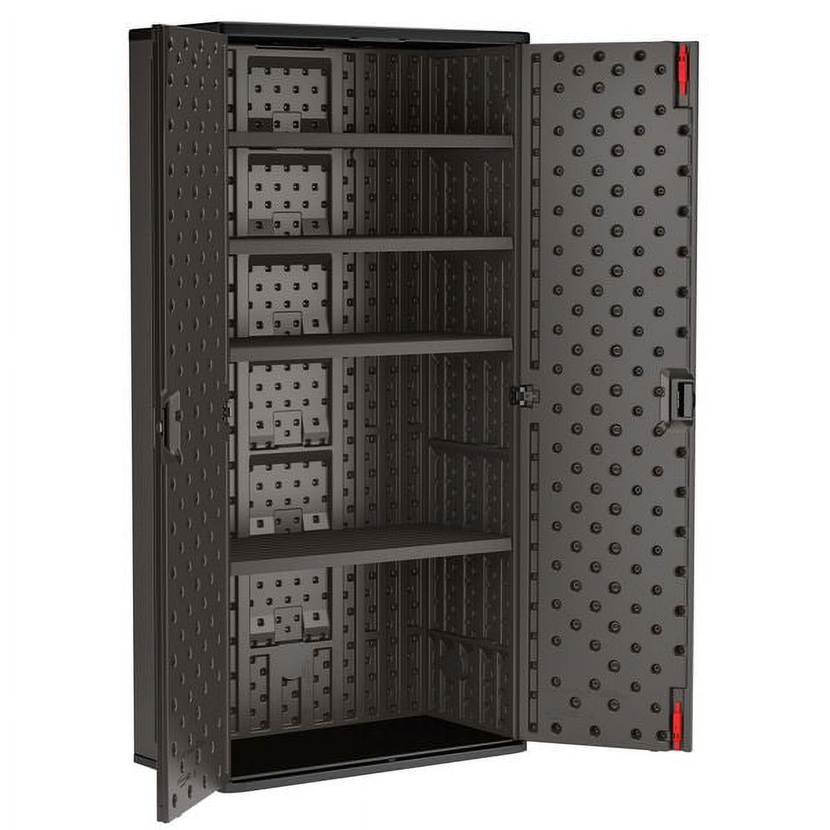 Suncast 80-inch x 40-inch 4-Shelf Storage Cabinet Locker, Black, Resin, Garage Cabinet - image 2 of 3