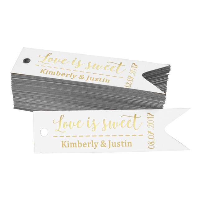 Darling Souvenir Pack Of 50 Love Is Sweet Wedding Paper Tags DIY Craft Real Gold Foil Personalized Hang Tags