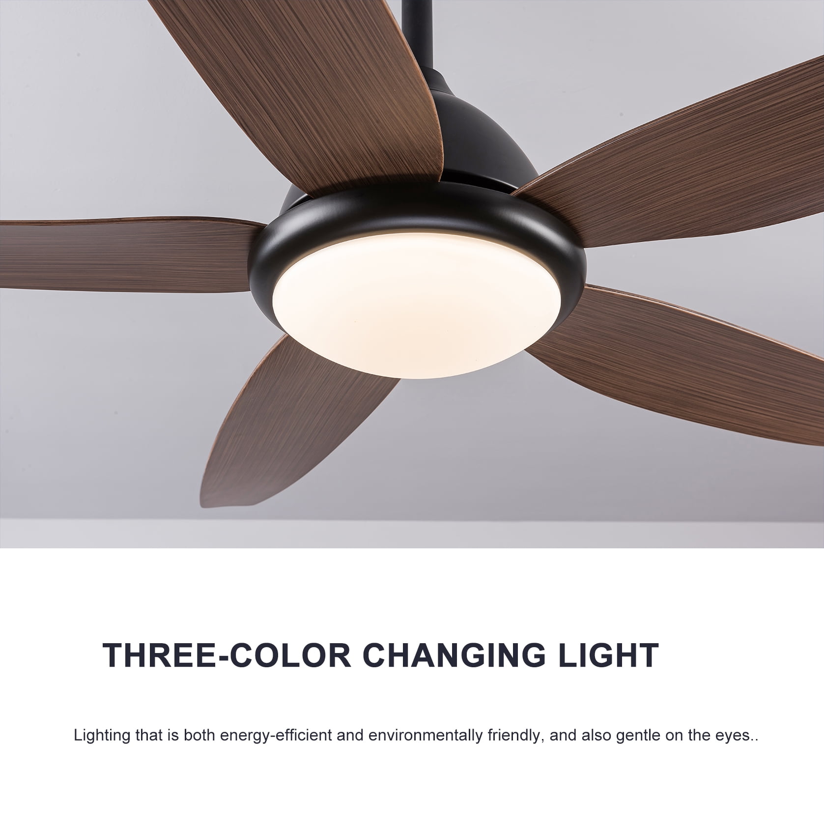 Mintazer 56 in Ceiling Fan with LED Light & Remote Control, Modern Ceiling Fan with 6 Speeds & Reversible Blade for Indoor Outdoor, Walnut