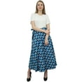 thumbnail image 3 of Phagun Robe Indienne Réversible Ikat Imprimée Coton Bleu Boho Chic Jupe Portefeuille, 3 of 6