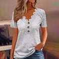 thumbnail image 2 of Floleo T-Shirt à Manches Courtes Plissé Élégant pour Femme à Col Rond, Léger, Ample, Polyvalent (Blanc, M), 2 of 5