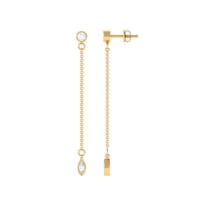 Rosec Jewels Long Chain Dangle Earrings with Certified Diamond for Women (HI-SI Grade), 18K Yellow Gold