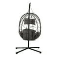 thumbnail image 5 of Morniray Wicker Egg Hanging Chair with Stand and Cushion, Gray, 5 of 11