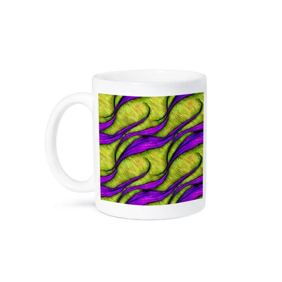 3drose, Abstract Pattern of Green and Purple, Mardi Gras Decorative Gift, 15oz Mug