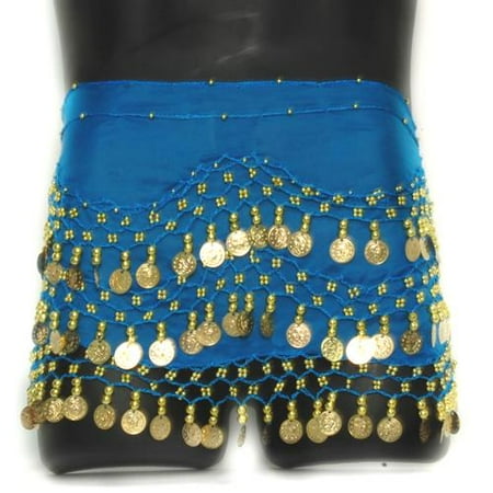 Belly Dance Dancing Tassel Belt - Coin Belly Dancing Wrap: Blue