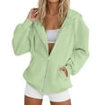 thumbnail image 4 of UAYOTSE Womens Zip Up Hoodies 2025 Oversized Hoodie for Women Trendy Hooded Sweatshirts Fall Winter Zipper Y2k Jacket(G127-Light Green,S), 4 of 9