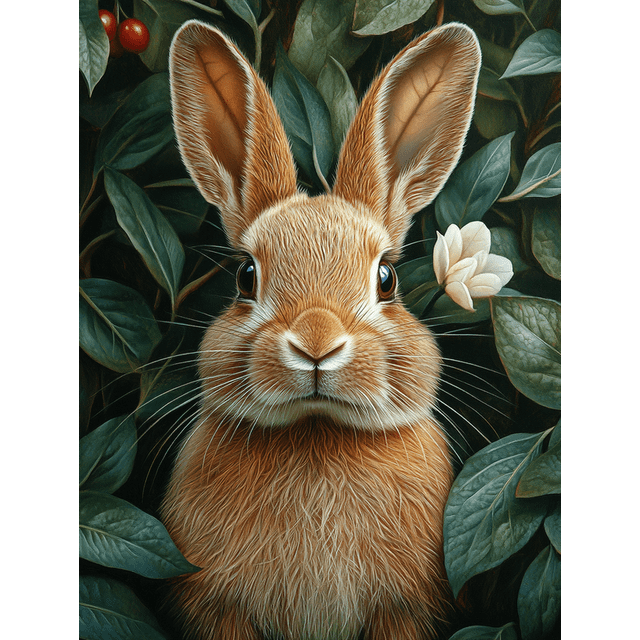 Qisvanset Framed Canvas Wall Art 12x16 Inch Realistic Rabbit Greenery Nature Rustic Wall Decor