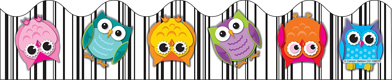 Carson-Dellosa Colorful Owls Scalloped Border cdp-108277 cdp108277 