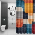 thumbnail image 4 of Minimalist Art Shower Curtain for Bathroom Decor, Modern Multi Color Square Color Block Waterproof Fabric Shower Curtain, 72"x72" Set with 12 Hooks, 4 of 9