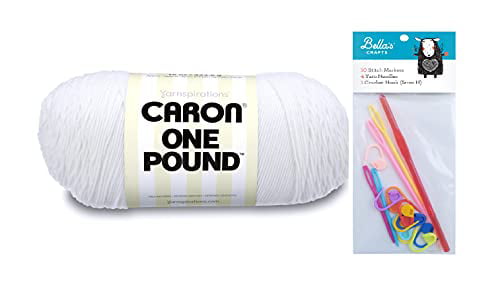 4 Medium Gauge 100% Acrylic 16 oz White Caron  One Pound Solids Yarn