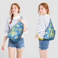 thumbnail image 3 of Vintage Floral Sling Backpack - Retro Daisy & White Blooms Pattern, Fashionable Multi-Functional Bag, 3 of 4