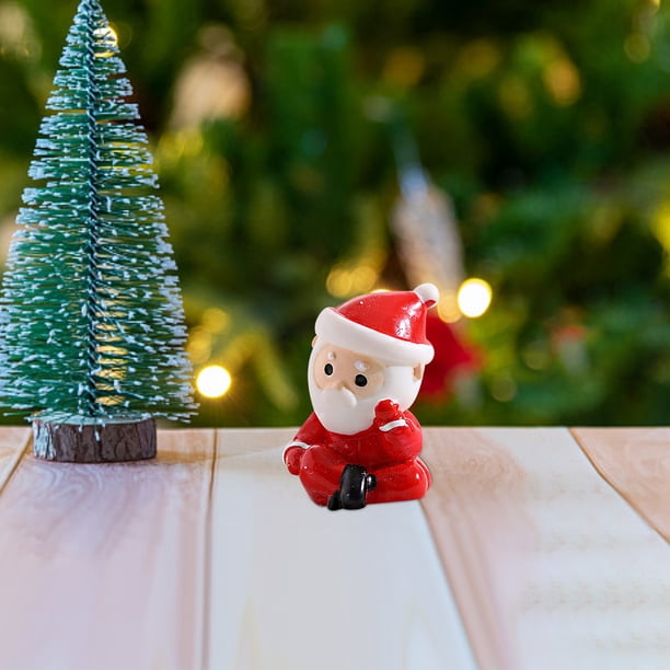 Adornos navideños, adornos navideños, regalos navideños, figuras navideñas en miniatura, mini adornos de resina de Papá Noel para manualidades navideñas.