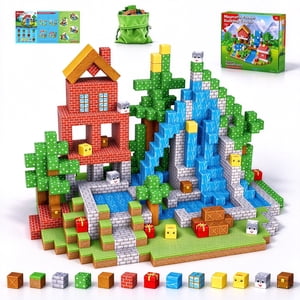 Casrra Magnetic Blocks 100PCS Forest Magnetic Cubes STEM Building Blocks Magnet Blocks Educational Preschool Travel STEM Toy Magnetic Cubes for Kids Creative Gift for Boys & Girls Ages 3+