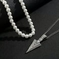 thumbnail image 4 of K-KED Men's Arrowhead Pearl Necklace Hip-Hop High-End Layered Sweater Chain, 4 of 9