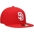 thumbnail image 3 of Men's New Era Red San Diego Padres White Logo 59FIFTY Fitted Hat, 3 of 5
