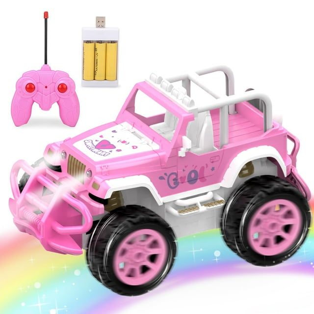 Auto Control Remoto Qizebaby Jeep Rosa LED Todoterreno