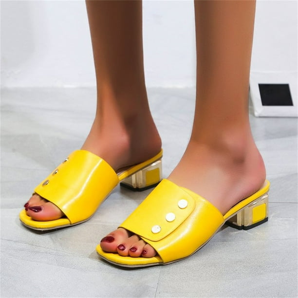 Zapatos de mujer de tacón medio, sandalias de mujer de tacón grueso a la moda y versátiles, ropa exterior, sandalias y zapatillas de boca de pez Wmkox8yii hj789