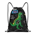 thumbnail image 1 of Fotbe Space Dino Cartoon Black Bolsa Mochila con Cordón Estampada, Bolsa de Gimnasio Deportiva, Bolsa Cinch, Bolsa con Cordón para Hombres y Mujeres-Medium, 1 of 6