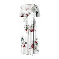 thumbnail image 4 of Kcodviy Robe Courte Décontractée pour Femmes avec Poches pour l'Été, Manches, Imprimée, Longue, Robes Longues Mignonnes pour Femmes, Robe pour Femmes, Robe Portefeuille pour Femmes, Été, Petite, Robes d'Été, 4 of 5