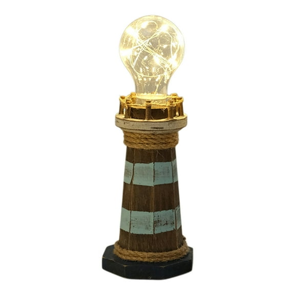 LEHOZIHEQ Mediterranean Style Decorative Lighthouse, with Warm Light Retro Led Figurine, Sculpture for Tabletop Centerpiece