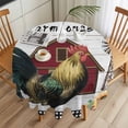 thumbnail image 3 of Welcome To Our Farmhouse Round Tablecloth 60 inches Barn Chicken Sunflower Wood Grain Waterproof Oil-Proof Table Cloth Round Table Cover for Holiday Party Picnic Dinner Decor Indoor and Outdoor Use, 3 of 9