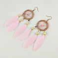 thumbnail image 3 of Women Earrings Bohemian Style Hoop Fake Feather Drop Earrings Dangle Earrings, 3 of 10