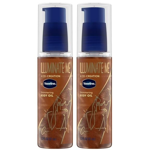 Vaseline Illuminate Me Body SE33 Oil - Shimmering Body Bronzer, Radiant Body Glow Oil, Hydrating Shimmer Body Oil for Melanin-Rich Skin, Body Shimmer Oil for Glowing Skin, 3.3 Oz Ea (Pack of 2)