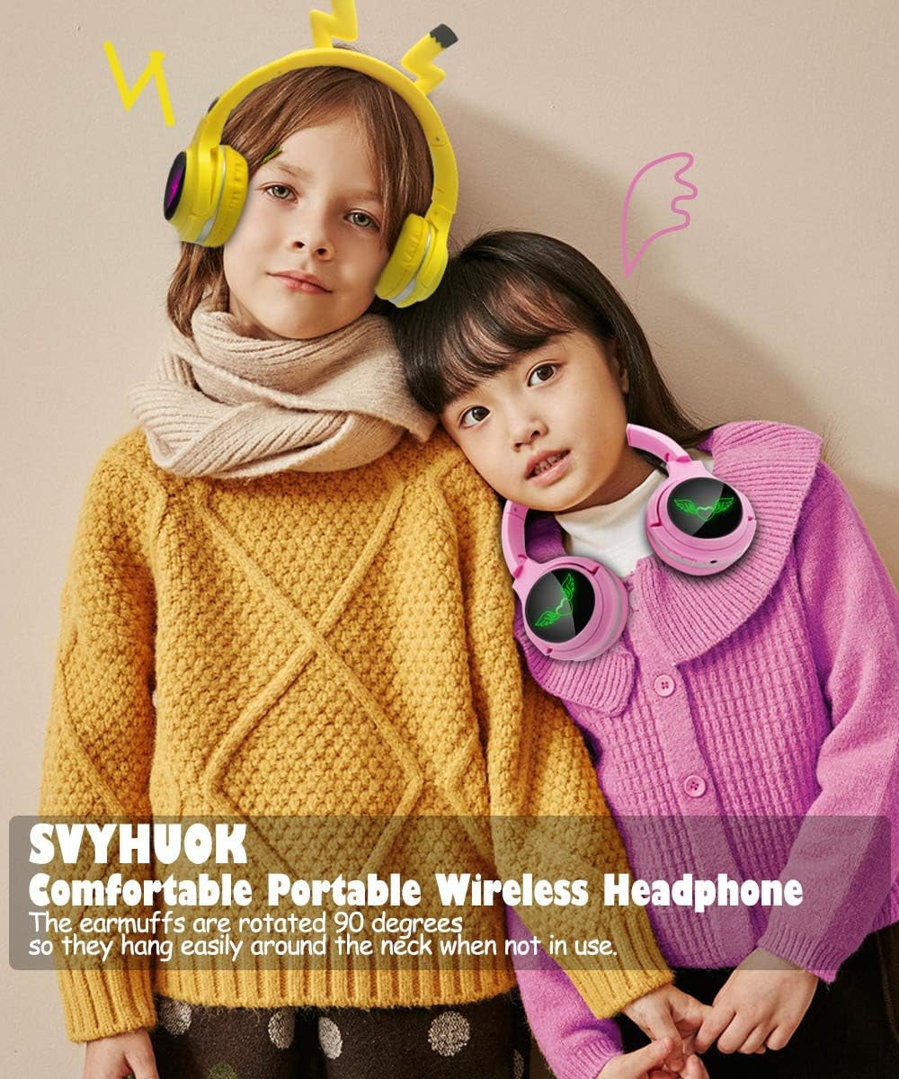 Wireless Headset Cat Ears LED Luminous Bluetooth Foldable Headset with Microphone