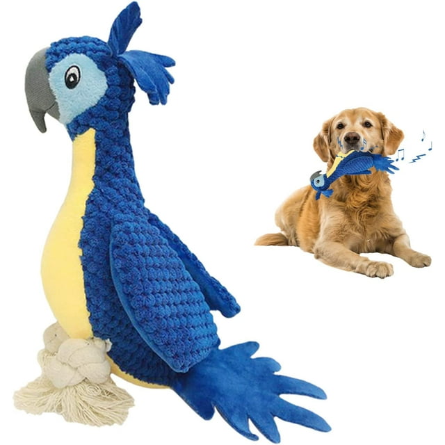 Juguete de peluche para cachorros y perros medianos y grandes, juguete chirriante, juguete para morder, juguete para la dentición, seguro y duradero, juguete suave, casi indestructible.