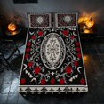 thumbnail image 3 of Homewish Baroque Rose Queen Sheets, Retro Floral Queen Sheet Sets, Black Red Off White, 4 Pieces (1 Flat Sheet, 1 Fitted Sheet and 2 Pillowcases), 3 of 4