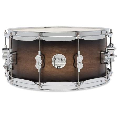 PDP PDCM6514SSSCB 6.5 x 14 in. Concept Maple Snare Drum with Chrome Hardware - Satin Charcoal Burst Lacquer