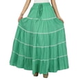 thumbnail image 1 of Bimba Jupe Longue Évasée en Coton pour Femmes Boho Maxi Bas Taille Élastique Vêtements, 1 of 5